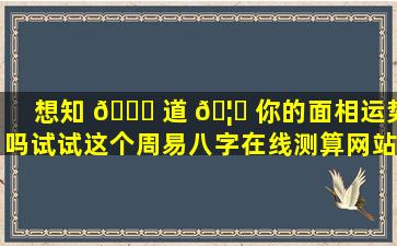 想知 🍀 道 🦟 你的面相运势吗试试这个周易八字在线测算网站！